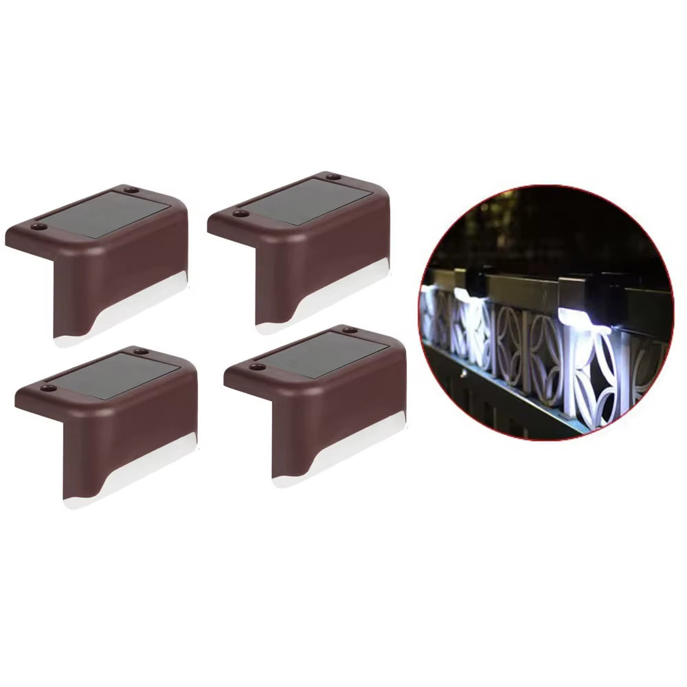 4Pack Solar Deck Lights Outdoor Step Lights Waterproof Led Solar Lights for Railing Stairs Step Fence Yard Patio and Pathway