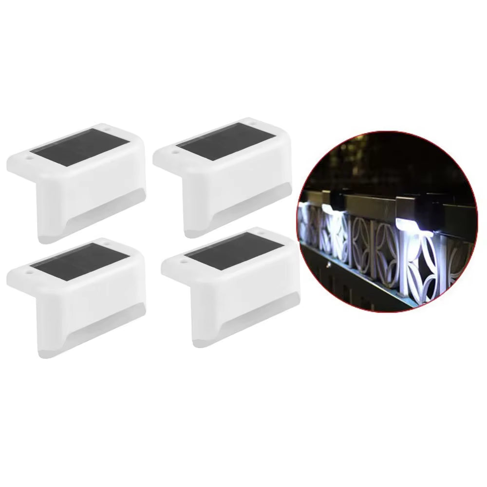 4Pack Solar Deck Lights Outdoor Step Lights Waterproof Led Solar Lights for Railing Stairs Step Fence Yard Patio and Pathway