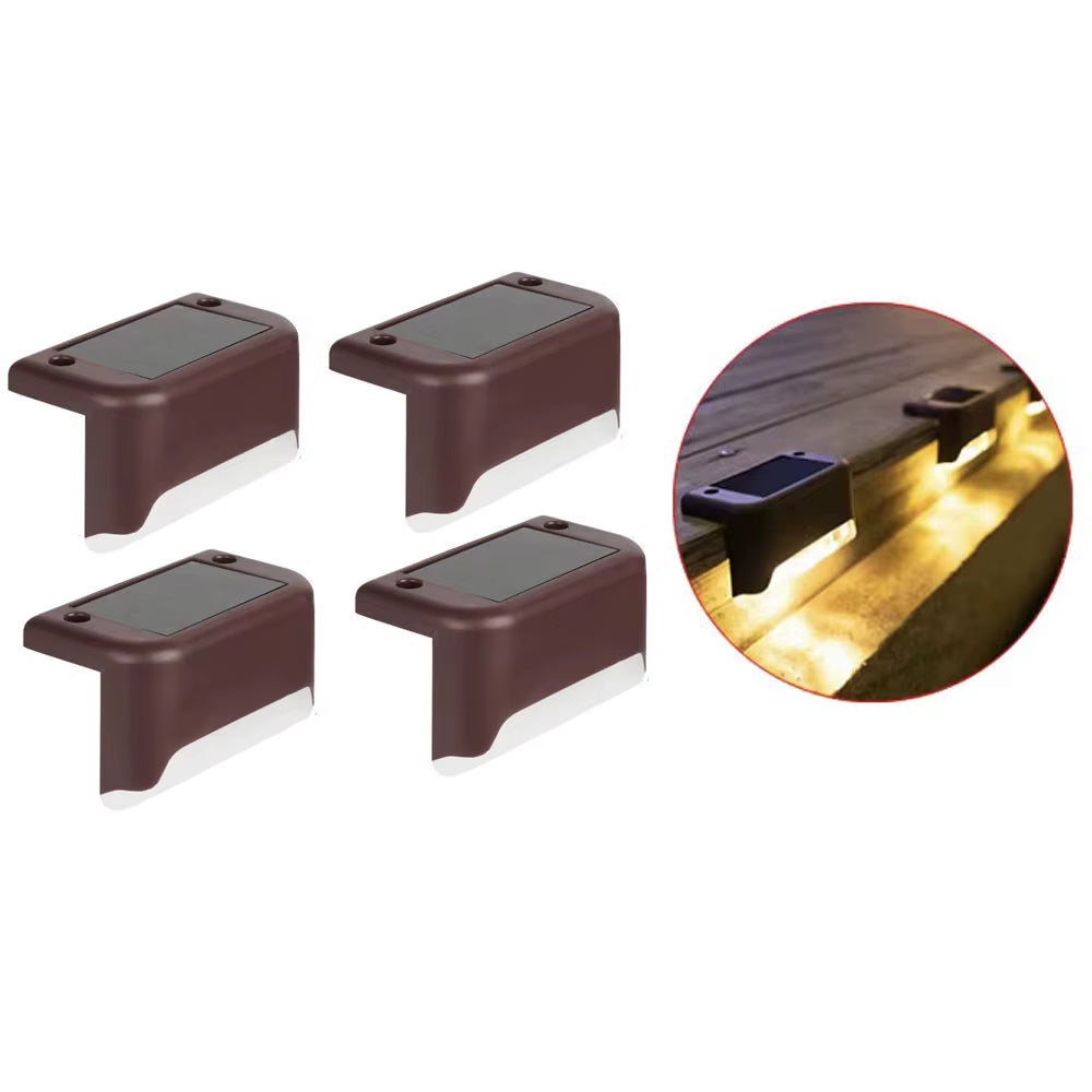 4Pack Solar Deck Lights Outdoor Step Lights Waterproof Led Solar Lights for Railing Stairs Step Fence Yard Patio and Pathway