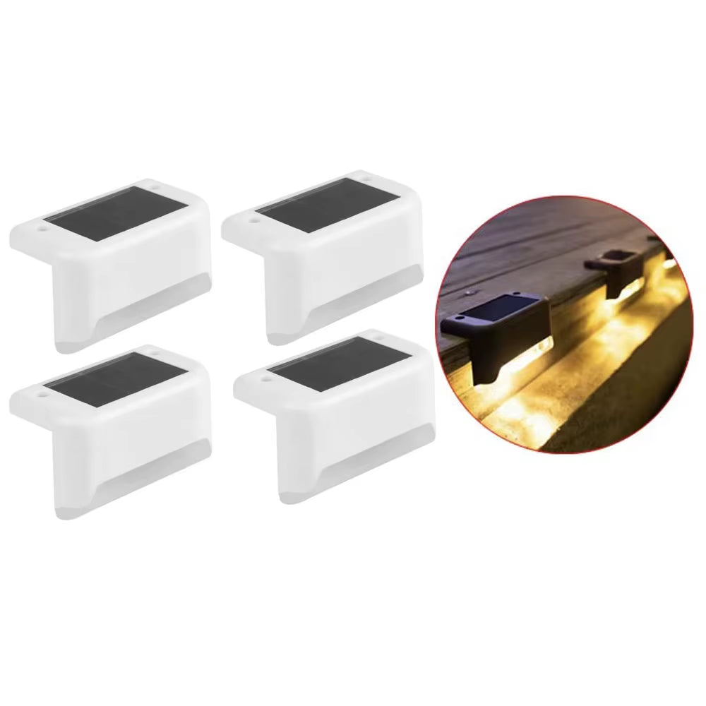 4Pack Solar Deck Lights Outdoor Step Lights Waterproof Led Solar Lights for Railing Stairs Step Fence Yard Patio and Pathway