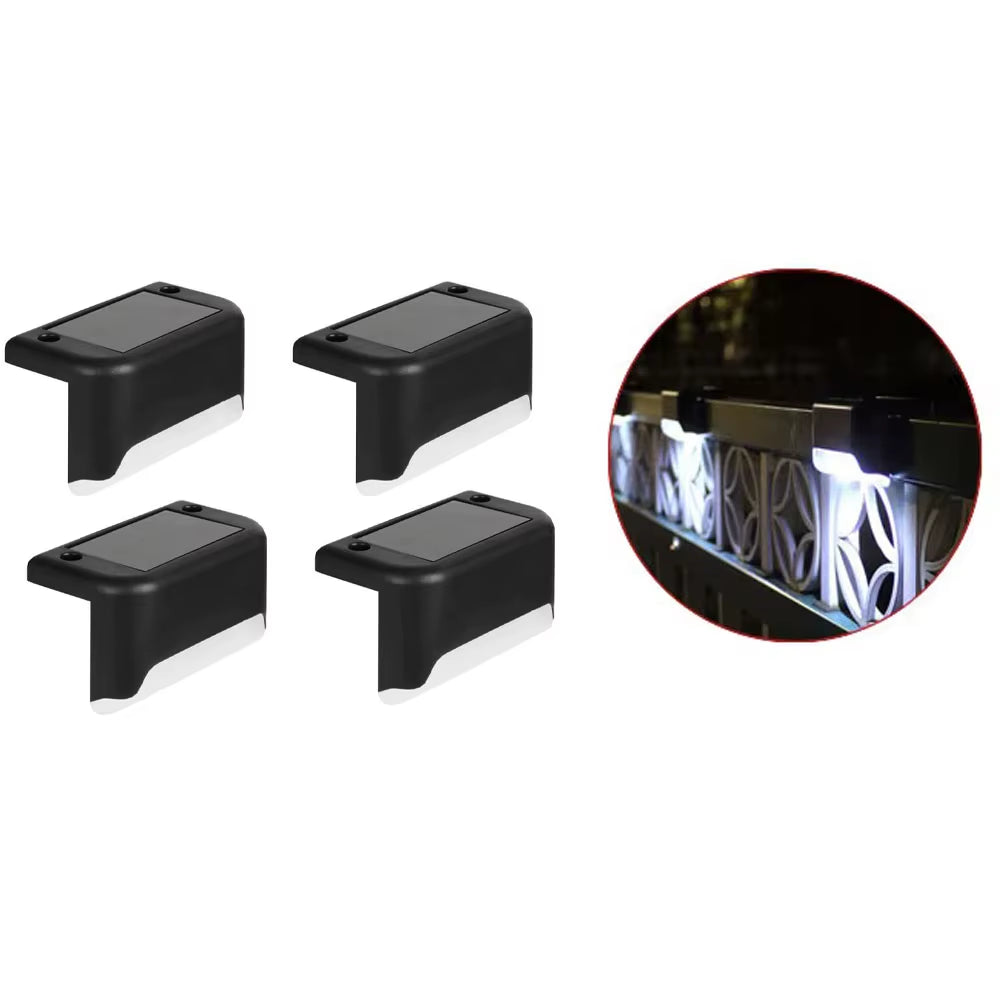 4Pack Solar Deck Lights Outdoor Step Lights Waterproof Led Solar Lights for Railing Stairs Step Fence Yard Patio and Pathway