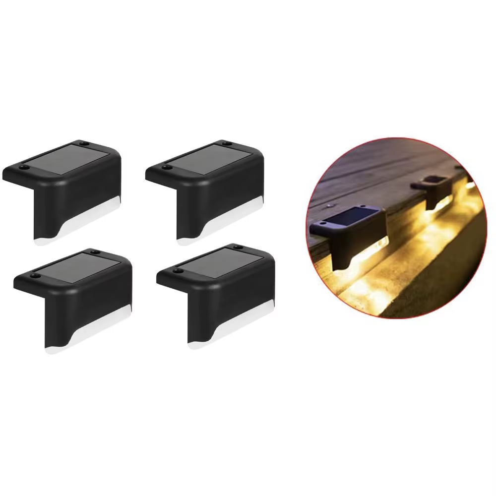 4Pack Solar Deck Lights Outdoor Step Lights Waterproof Led Solar Lights for Railing Stairs Step Fence Yard Patio and Pathway