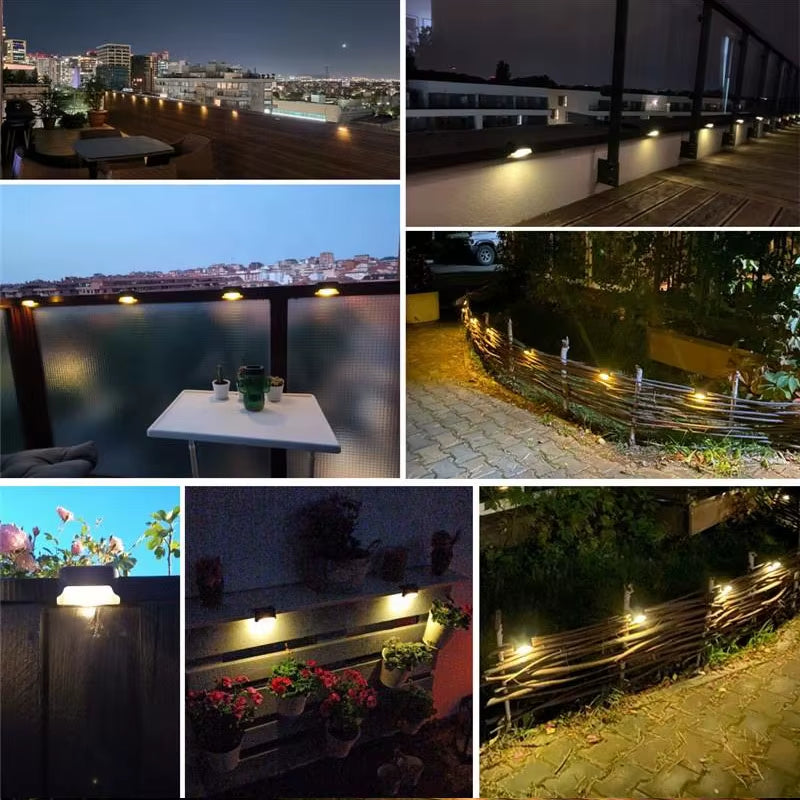 4Pack Solar Deck Lights Outdoor Step Lights Waterproof Led Solar Lights for Railing Stairs Step Fence Yard Patio and Pathway