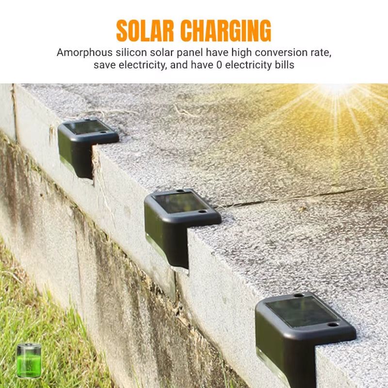 4Pack Solar Deck Lights Outdoor Step Lights Waterproof Led Solar Lights for Railing Stairs Step Fence Yard Patio and Pathway